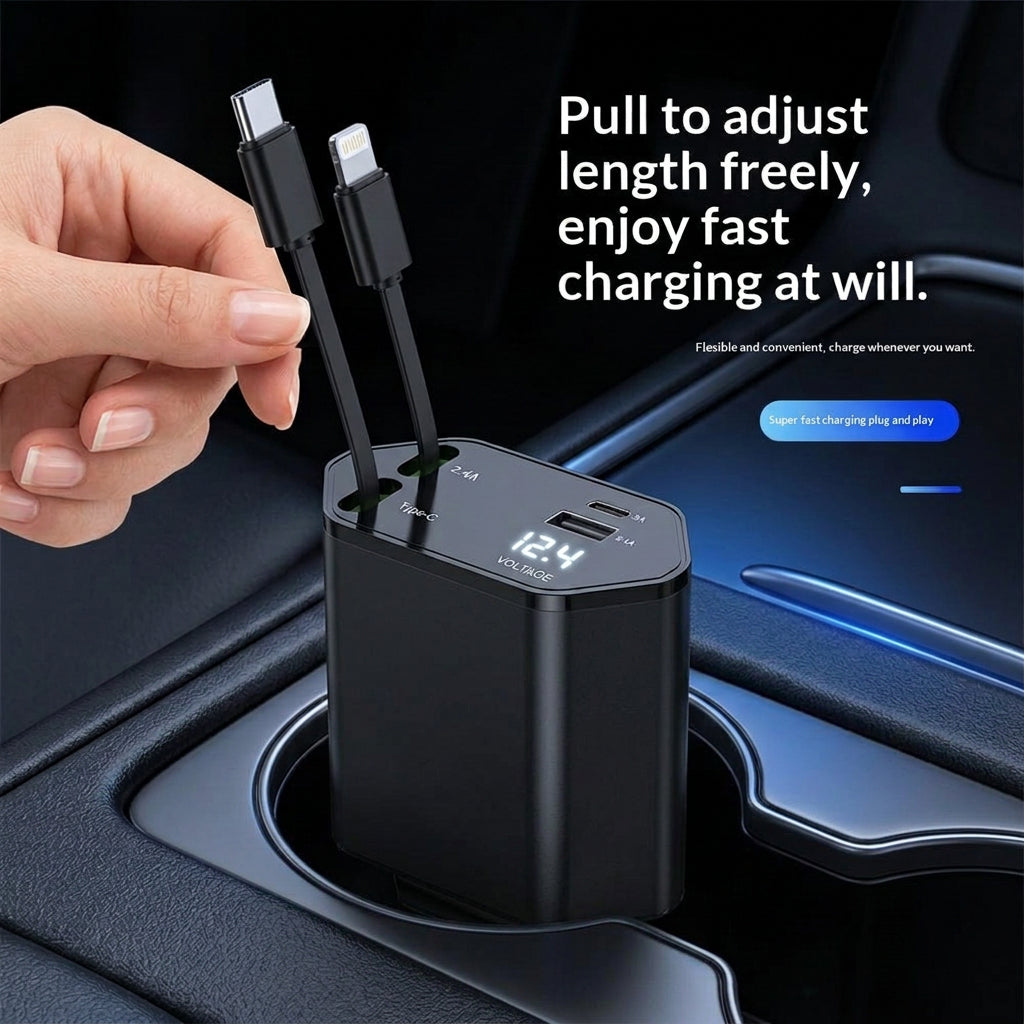 4-in-1 Retractable Car Charger