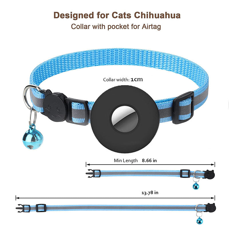 Adjustable Pet Collar | AirTag Holder & Bell