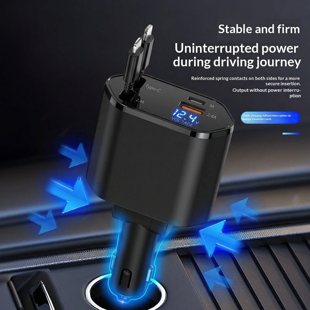 4-in-1 Retractable Car Charger