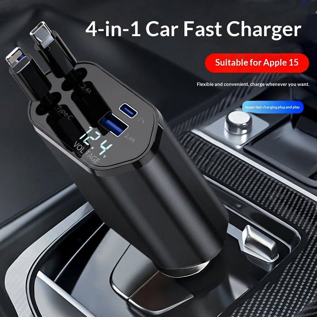 4-in-1 Retractable Car Charger