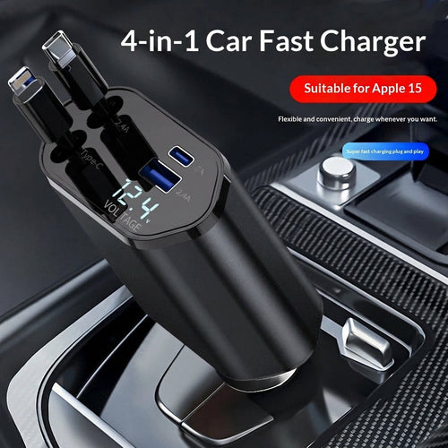 4-in-1 Retractable Car Charger