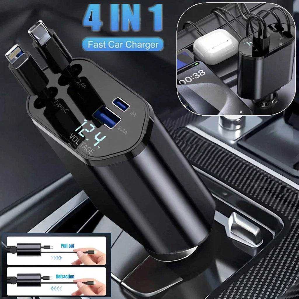 4-in-1 Retractable Car Charger
