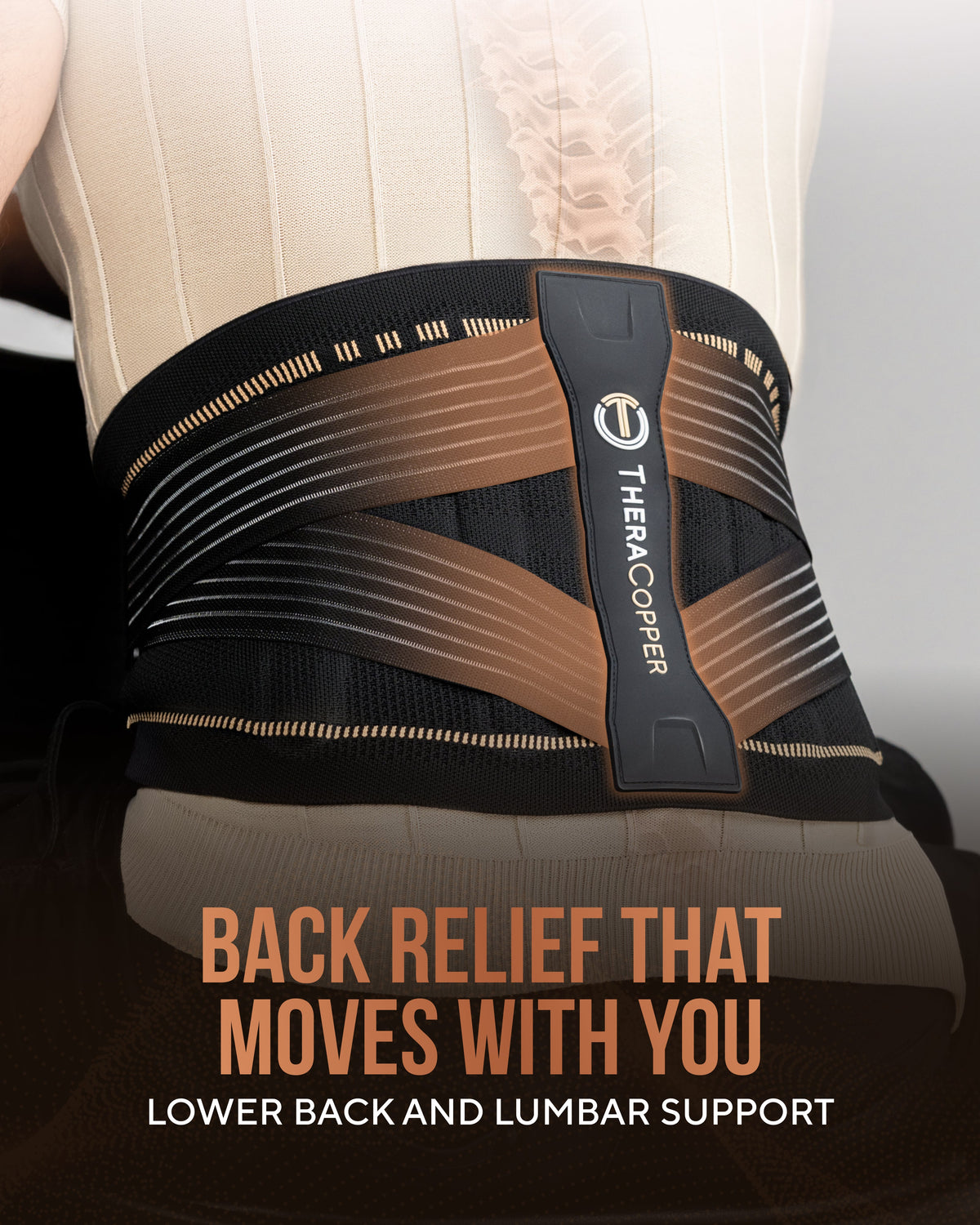 TheraCopper Lower Back Brace | Adjustable Support