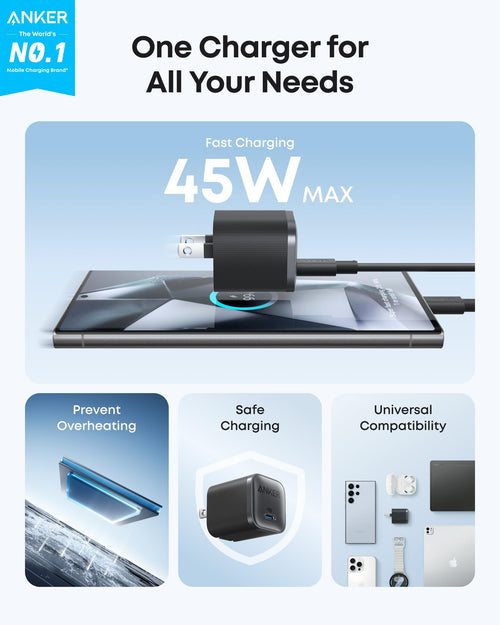 Anker Nano 45W USB-C Charger | Cable Included