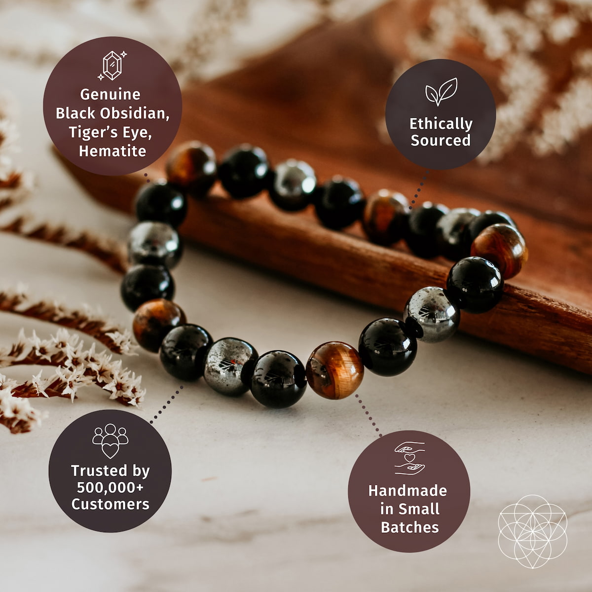 Triple Protection Bracelet | Natural Stone