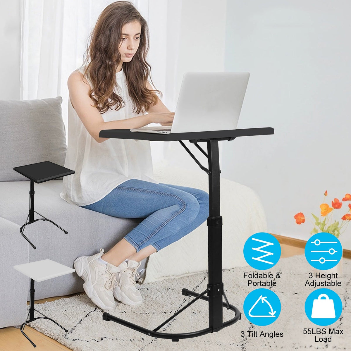Folding Tray Table | Adjustable Height & Tilt